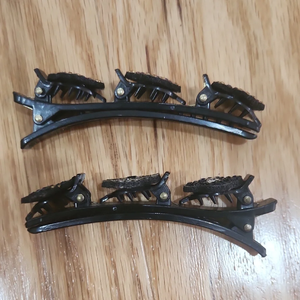 Chic Black and Purple Crystal Hair Clips